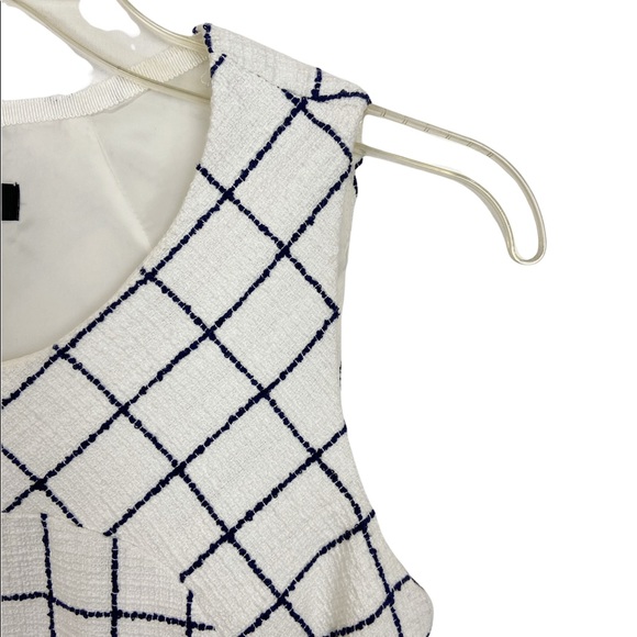 J.Crew A-Line Windowpane Tweed Dress White and Navy Blue Size 0P - Picture 6 of 8